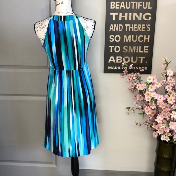 Beautiful Calvin Klein Blue Striped Babydoll Dress - Picture 3 of 8